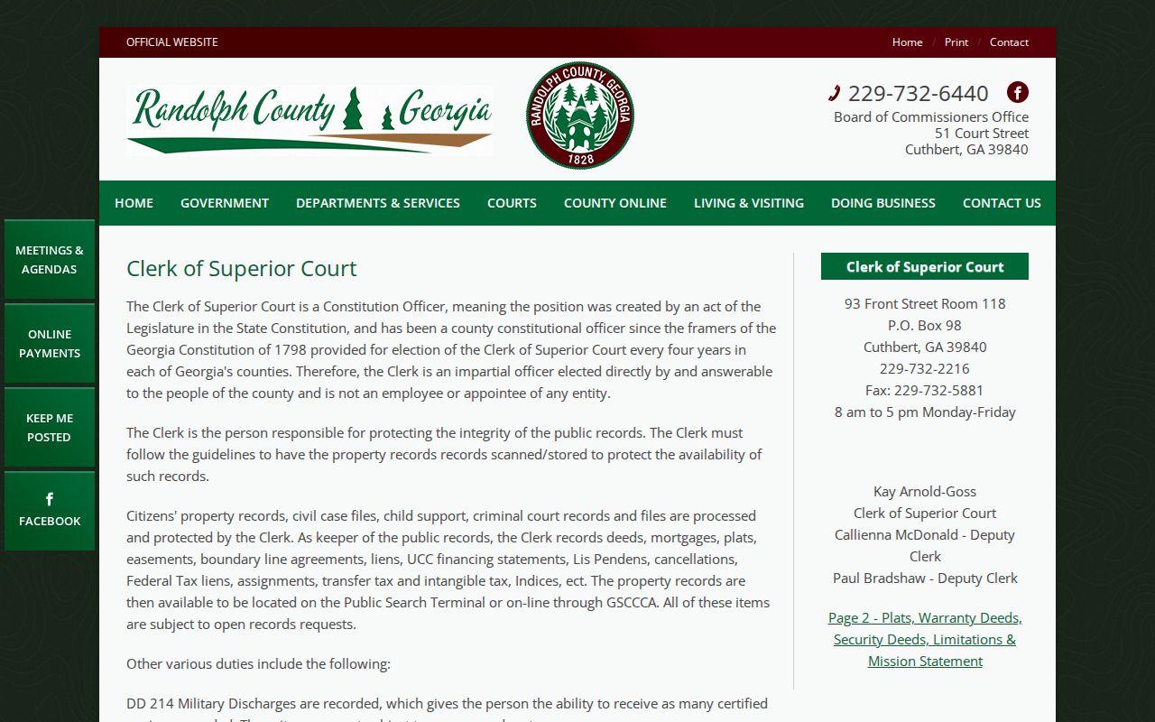 Randolph County active warrant Superior Court clerk access