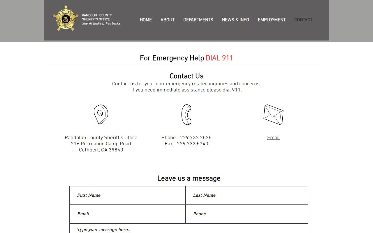 Randolph County warrant record sheriff contact route